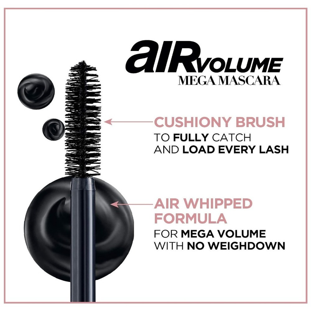 L'Oreal Air Volume Mega Mascara Washable Black Brown 852 2 Pack 0.3 fl oz Each - Picture 9 of 14